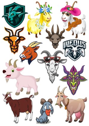 Collection of Cartoon and Emblem Goat Illustrations Free Vector