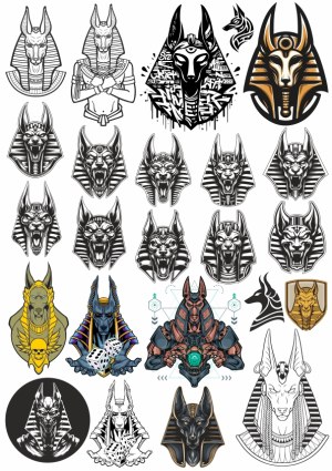 Collection of Stylized Anubis Head Vectors and Illustrations Free Vector