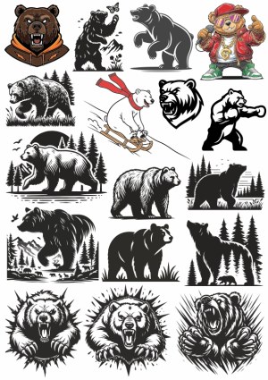 Collection of Bear Graphics and Illustrations Free Vector