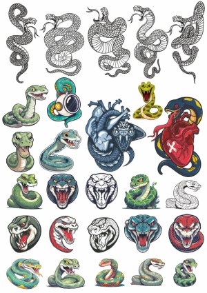 Collection of Snake Illustrations and Vector Art Free Vector