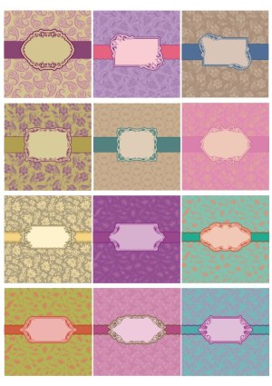 Set of Vintage Ornate Label Backgrounds with Floral Patterns Free Vector