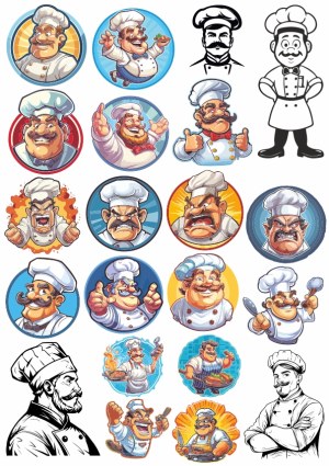 Set of Diverse Cartoon Chef Characters in Various Styles and Expressions Free Vector