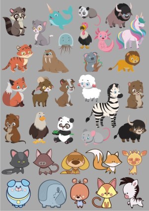 Cute Cartoon Animal Characters Collection Free Vector
