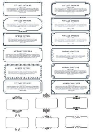 Set of Vintage Banner Templates with Ornate Borders and Flourishes Free Vector