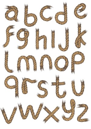 Lowercase Alphabet Made of Twisted Rope Free Vector