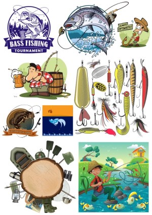 Fishing and Angling Vector Illustrations Collection Free Vector