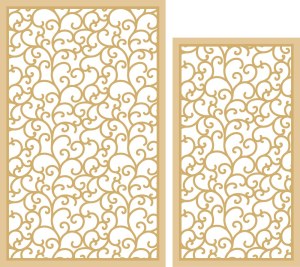 Golden Floral Scrollwork Panel Set Free Vector