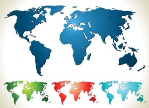 Set of Colored World Map Vectors Free Vector