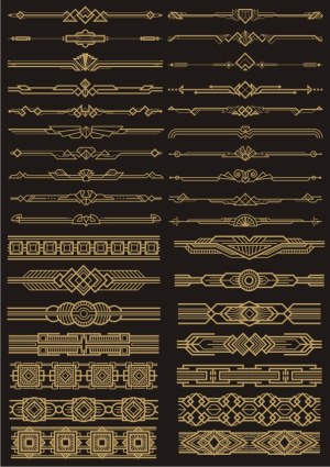 Art Deco Style Decorative Borders and Dividers Vector Set Free Vector