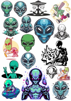 Set of Alien and Extraterrestrial Vector Characters and Icons Free Vector
