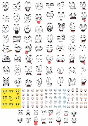 Collection of Diverse Cartoon Facial Expressions Free Vector