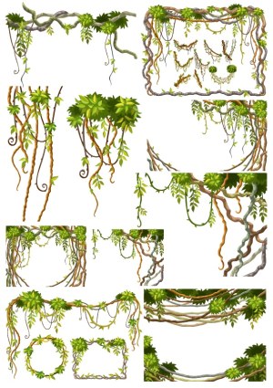 Jungle Vines and Leaves Vector Elements Collection Free Vector