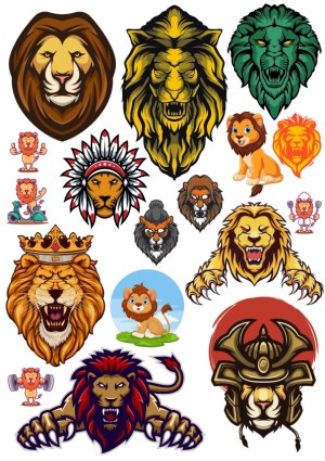 Variety of Vector Lion Designs and Mascot Illustrations Free Vector