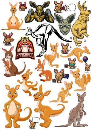 Collection of Kangaroo Vector Illustrations and Mascots Free Vector