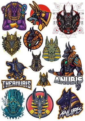 Collection of Stylized Anubis Vector Illustrations Free Vector