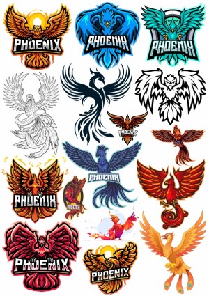 Collection of Colorful Phoenix Bird Vector Logos and Illustrations Free Vector