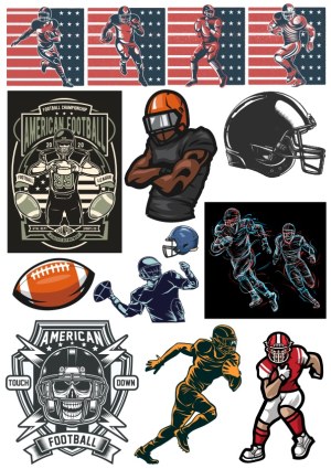 Collection of American Football Vector Illustrations and Icons Free Vector