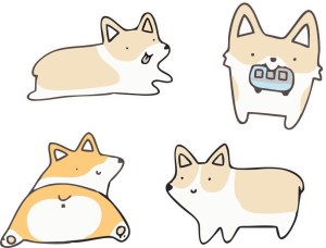 Cute Cartoon Corgi Dog Vector Set Free Vector