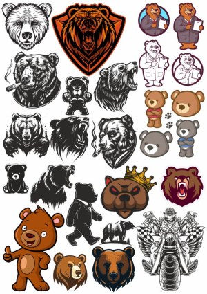 Bear Illustrations and Mascot Vector Collection Free Vector