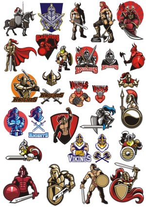 Medieval Warriors and Gladiators Vector Collection Free Vector