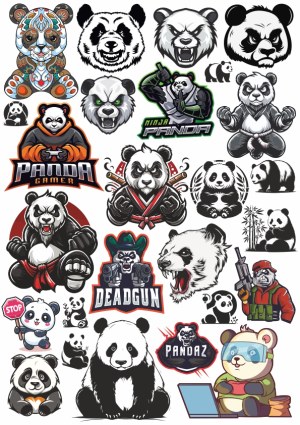 Collection of Various Panda Character Designs and Logos Free Vector