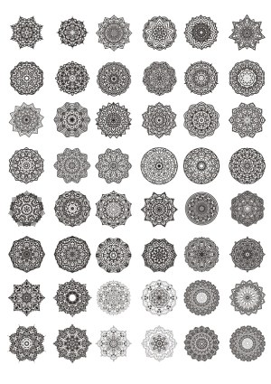 Set of 48 Intricate Circular Mandala Patterns Free Vector