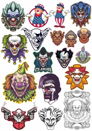 Collection of Various Clown and Jester Vector Illustrations Free Vector