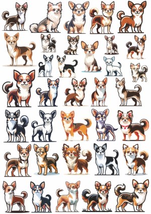 Collection of Cartoon Chihuahua Dog Illustrations Free Vector