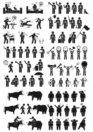 Business and Lifestyle Concept Stick Figures Vector Icons Free Vector