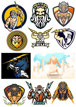 Vector Illustrations of Zeus Holding Lightning Bolts Free Vector