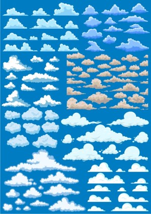 Collection of Varied Vector Cloud Illustrations Free Vector