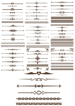 Vintage Ornamental Border and Divider Set with Crowns and Decorative Patterns Free Vector