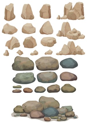 Variety of Vector Rock and Stone Illustrations Free Vector