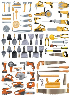 Detailed Vector Collection of Hand and Power Tools Free Vector