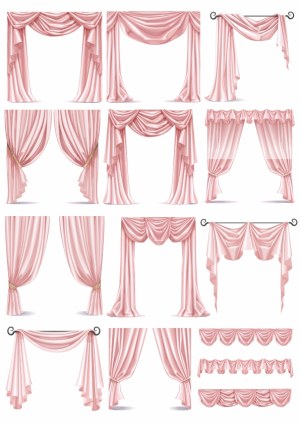 Set of Pink Curtain Drapery Vector Designs Free Vector