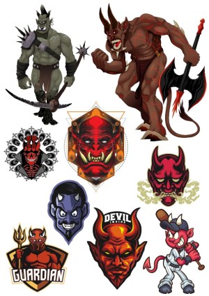 Set of Demon and Devil Characters Vector Illustrations Free Vector