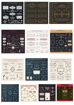 Vintage Calligraphic Design Elements Collection Free Vector