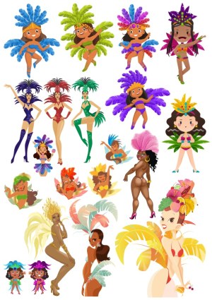 Colorful Carnival Samba Dancer Vector Characters Free Vector