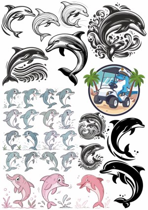 Diverse Dolphin Vector Illustrations and Cartoon Characters Free Vector