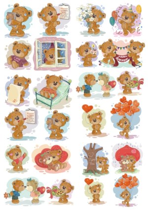 Cute Bear Couples and Celebration Vector Set Free Vector