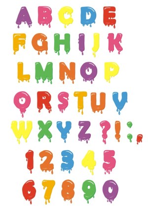 Colorful Dripping Letters and Numbers Alphabet Set Free Vector