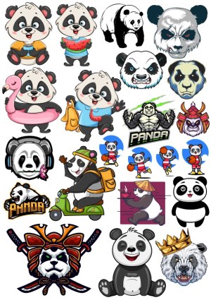 Diverse Cartoon and Graphic Panda Vector Illustrations Free Vector