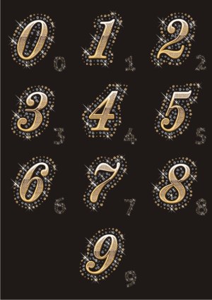 Golden Glamorous Glittering Number Set 0-9 Free Vector