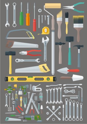 Comprehensive Vector Illustration of Various Hand and Power Tools Free Vector