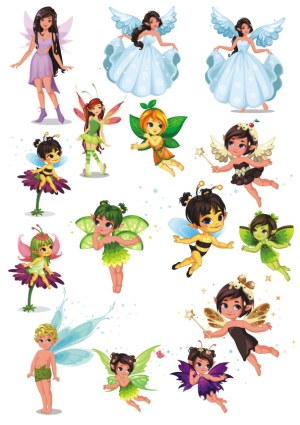Collection of Colorful Fairy and Angel Cartoon Vectors Free Vector