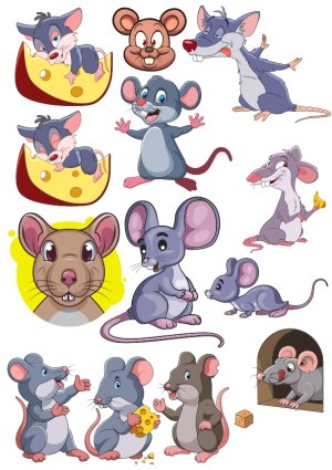 Cartoon Mouse and Rat Characters with Cheese - Vector Collection Free Vector