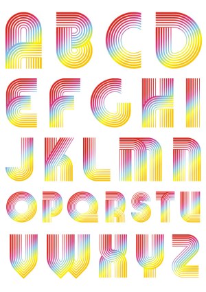 Retro Style Colorful Gradient Alphabet Vector Free Vector