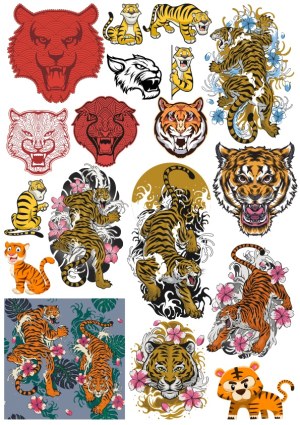 Tiger and Wildcat Vector Illustration Collection Free Vector