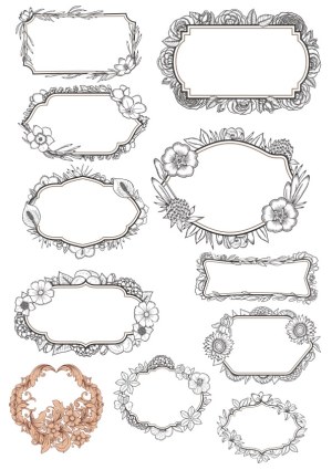 Decorative Floral Frame Collection with Various Shapes Free Vector
