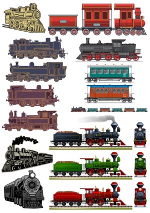 Vintage and Classic Steam Train Vector Collection Free Vector